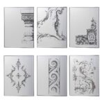 Set of Six Decorative Antiqued Glass Black Metal Framed Mirror Set - Image 4