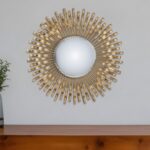 27" Gold Sunburst Iron Framed Accent Mirror