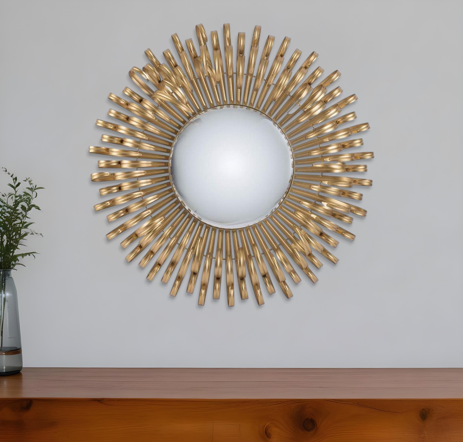 485007_13_e7MuAKSl-1.jpg 27" Gold Sunburst Iron Framed Accent Mirror - Image 1
