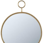 28" Gold Round Iron Framed Accent Mirror - Image 4