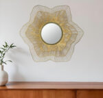 27" Gold Floral Sunburst Iron Framed Accent Mirror