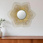 27" Gold Floral Sunburst Iron Framed Accent Mirror