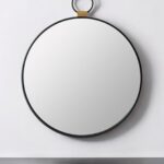 23" Black Round Metal Framed Accent Mirror