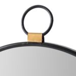 28" Black Round Iron Framed Accent Mirror - Image 5