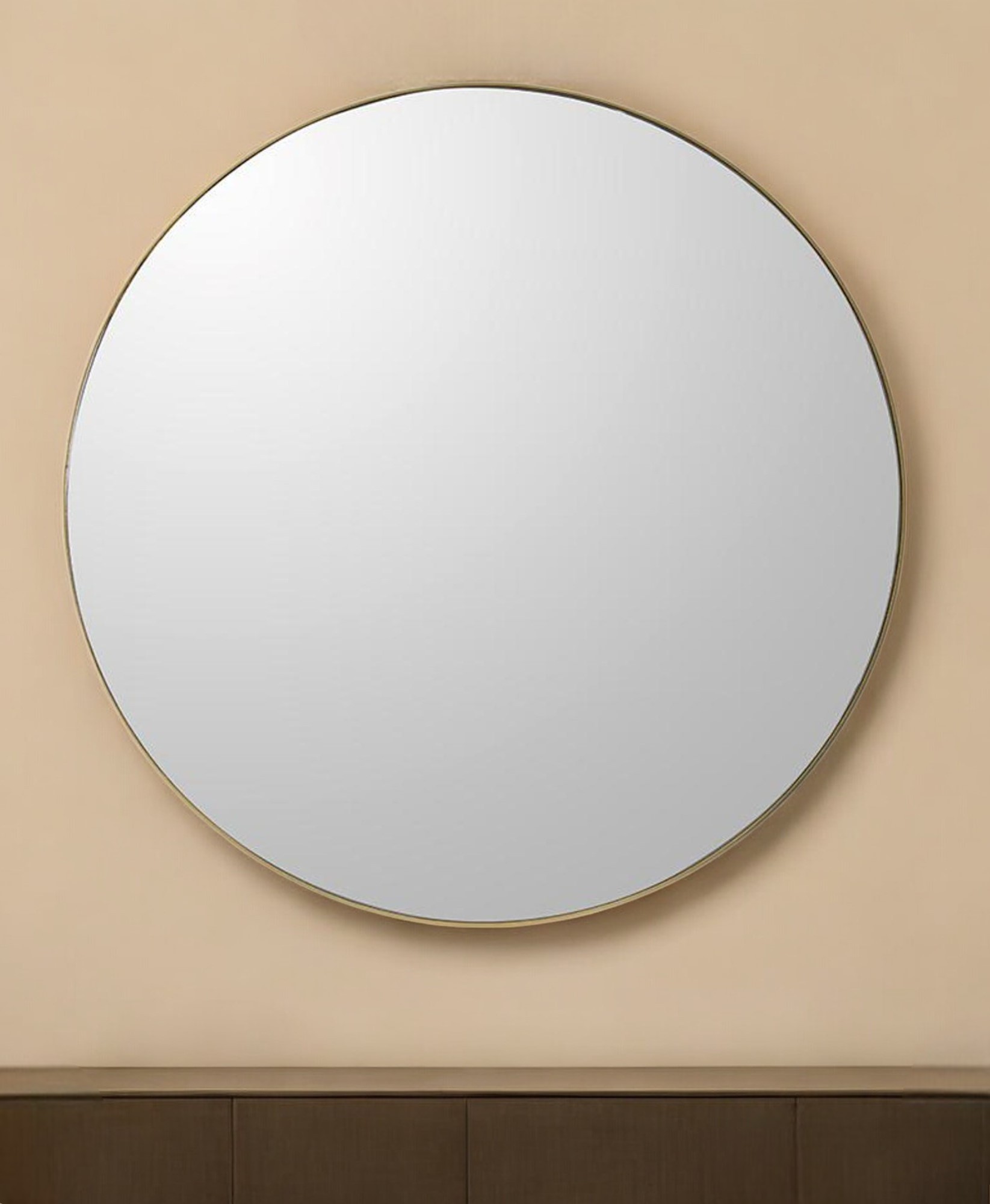 485031_3_zdwE3MMv-1.jpg 30" Gold Round Wood Framed Accent Mirror - Image 1