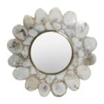 30" White And Gold Scalloped Stone Framed Accent Mirror - Image 2