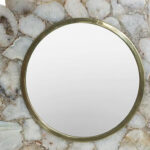 30" White And Gold Scalloped Stone Framed Accent Mirror - Image 4