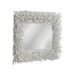 28" White Rattan Framed Accent Mirror - Image 3