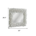 28" White Rattan Framed Accent Mirror - Image 8