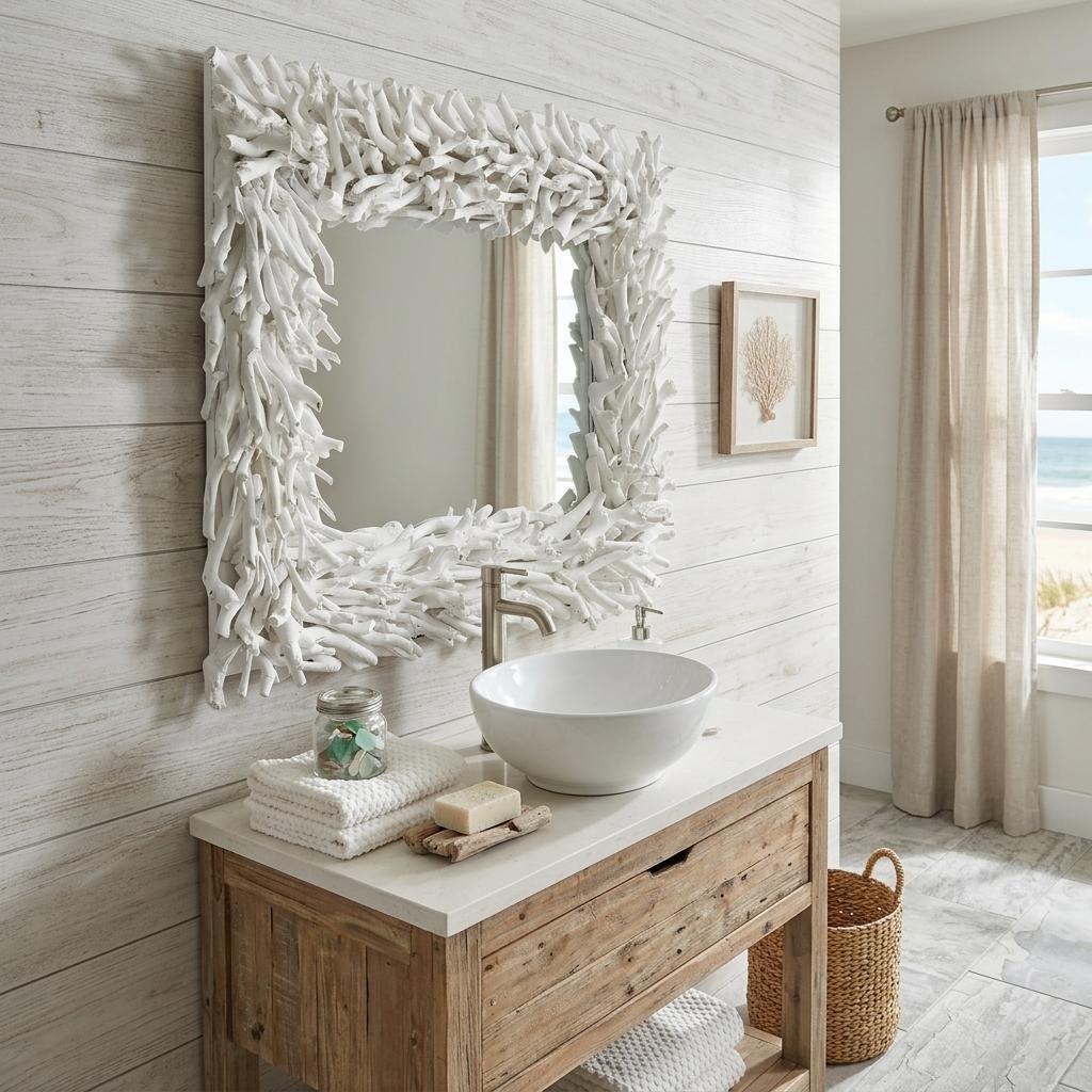 485035_6_f3IzfEWk-1.jpg 28" White Rattan Framed Accent Mirror - Image 1