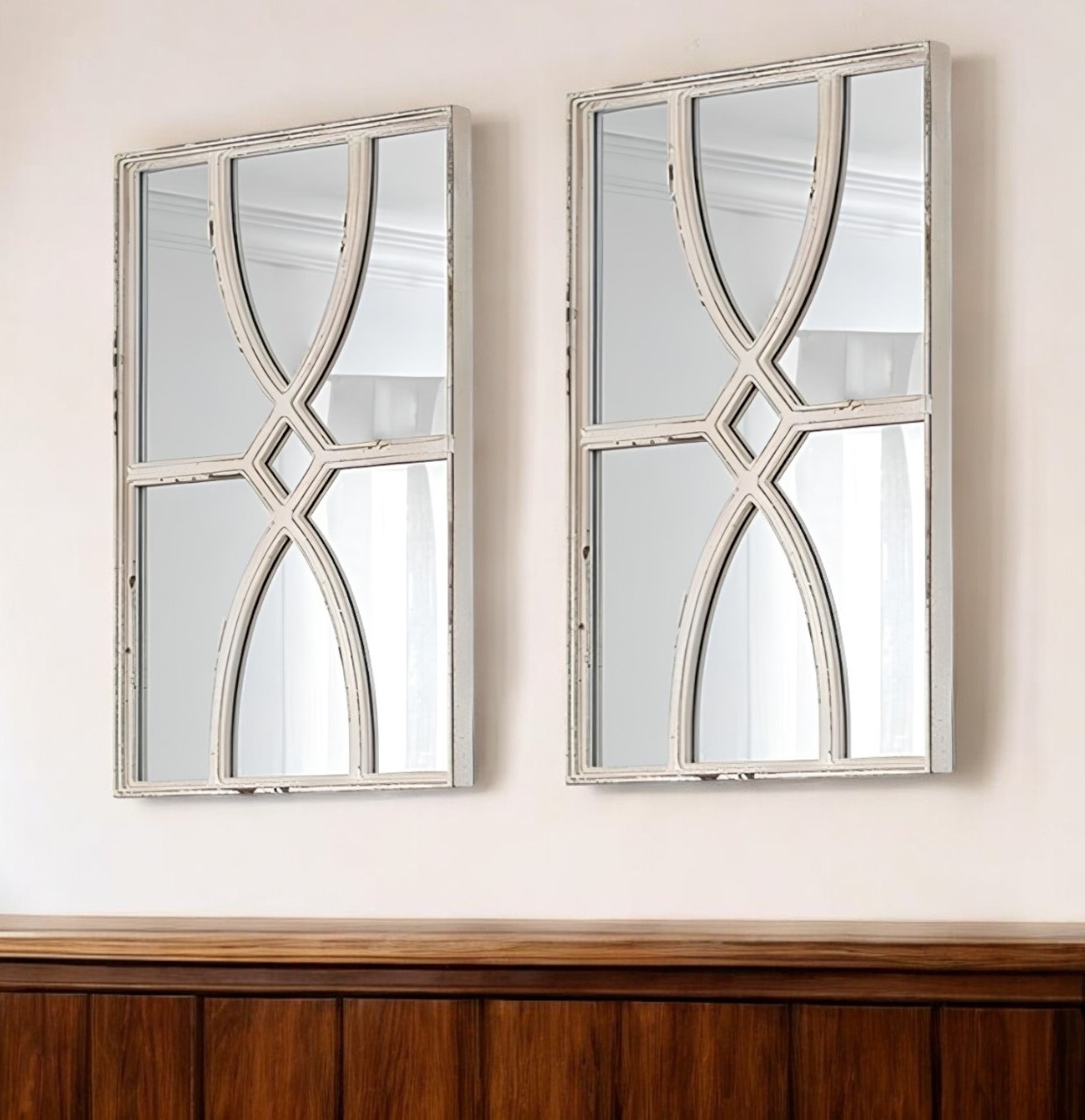 485038_17_hCchCrRZ-1.jpg Set of Two White Wood Framed Accent Mirror - Image 1