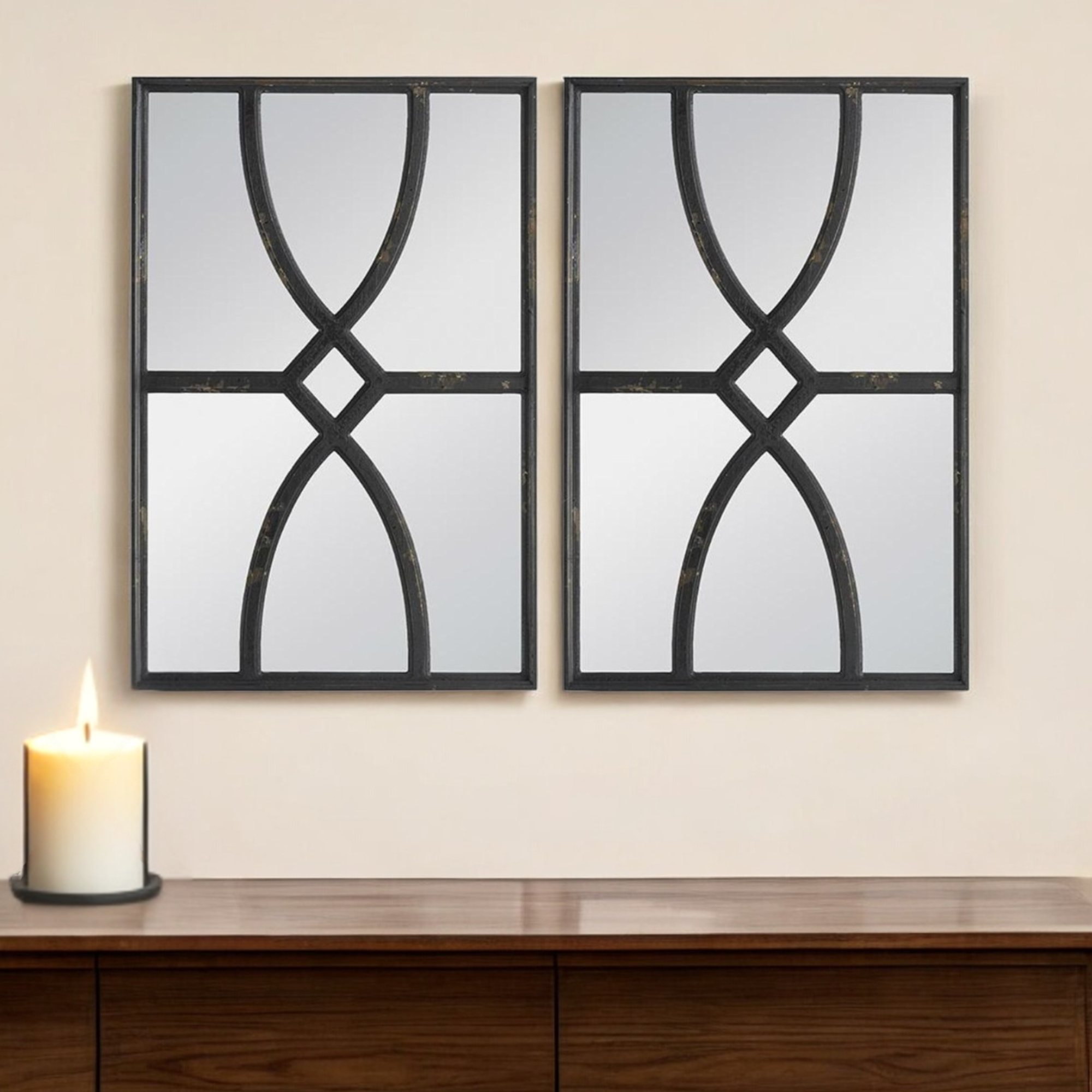 485039_13_TmXGrjuT.jpg Set of Two Black Wood Framed Accent Mirror - Image 1