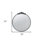 32" Black Crowned Top Iron Framed Accent Mirror - Image 5