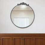 39" Black Crowned Top Iron Framed Accent Mirror