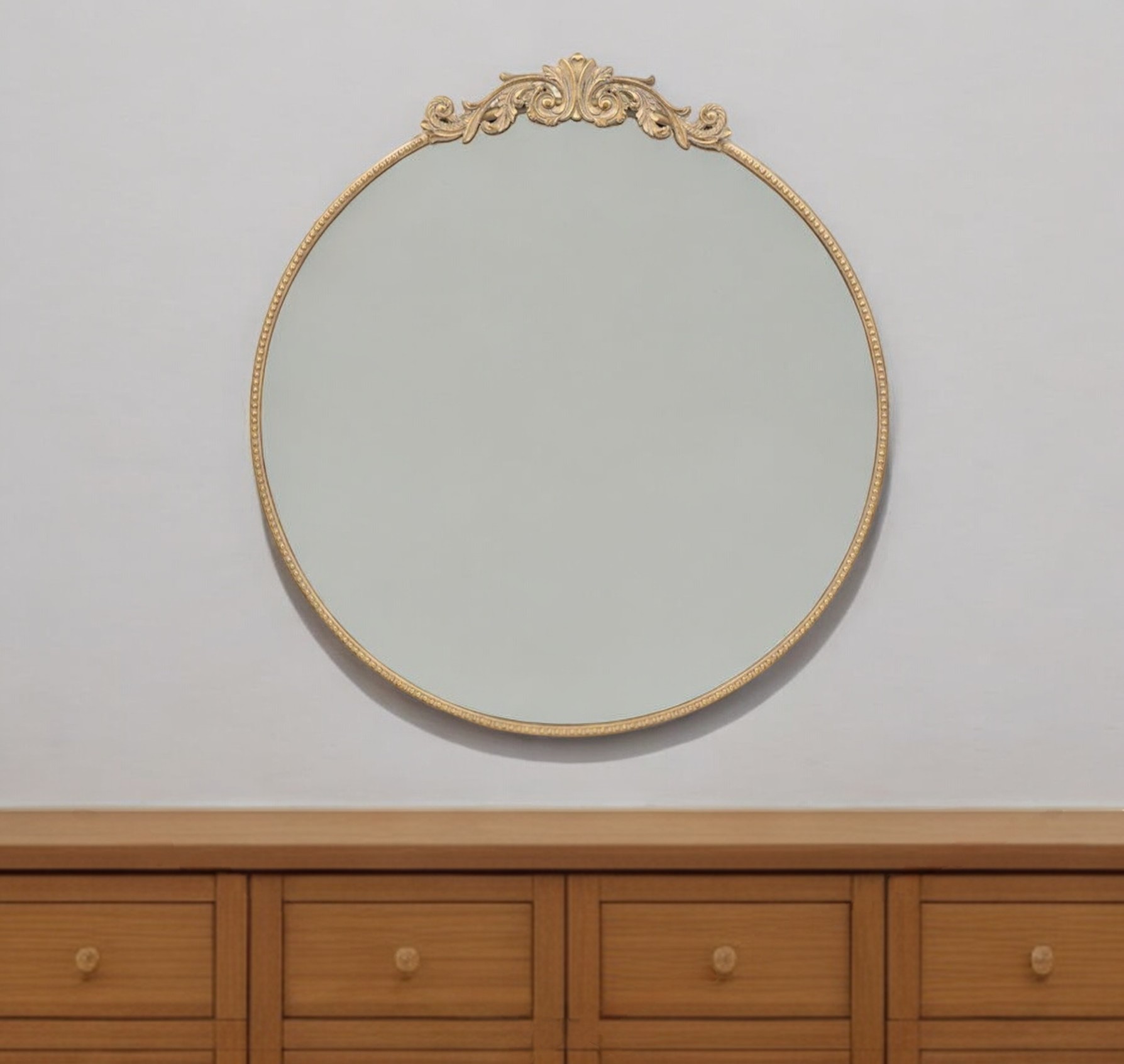 485048_14_weFVSo4R.jpg 39" Gold Crowned Top Iron Framed Accent Mirror - Image 1