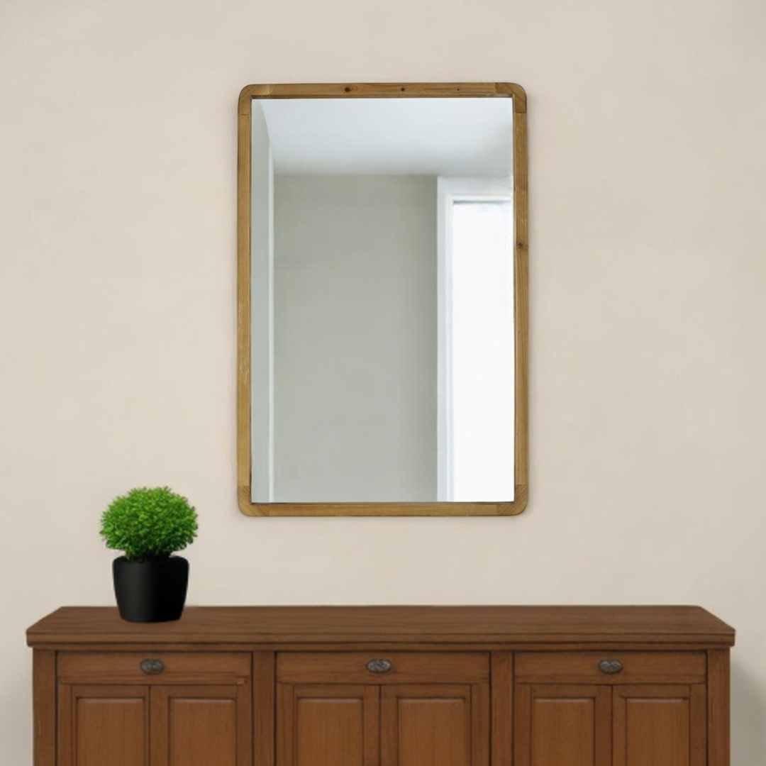 485061_15_3lNc8iCz-1.jpg 35" Brown Solid Wood Framed Accent Mirror - Image 1