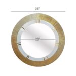 36" Gold and White Round Aluminum Ribbed Edge Framed Accent Mirror - Image 7