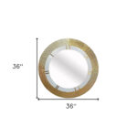 36" Gold and White Round Aluminum Ribbed Edge Framed Accent Mirror - Image 6