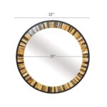32" Brown and Black Faux Stone Round Framed Accent Mirror - Image 5