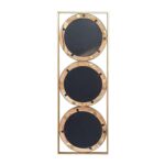 14" Brown and Gold Aluminum and Wood Geometric Framed Accent Mirror - Image 4