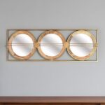 14" Brown and Gold Aluminum and Wood Geometric Framed Accent Mirror