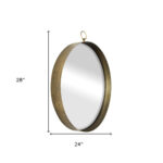 28" Gold Round Iron Framed Accent Mirror - Image 7