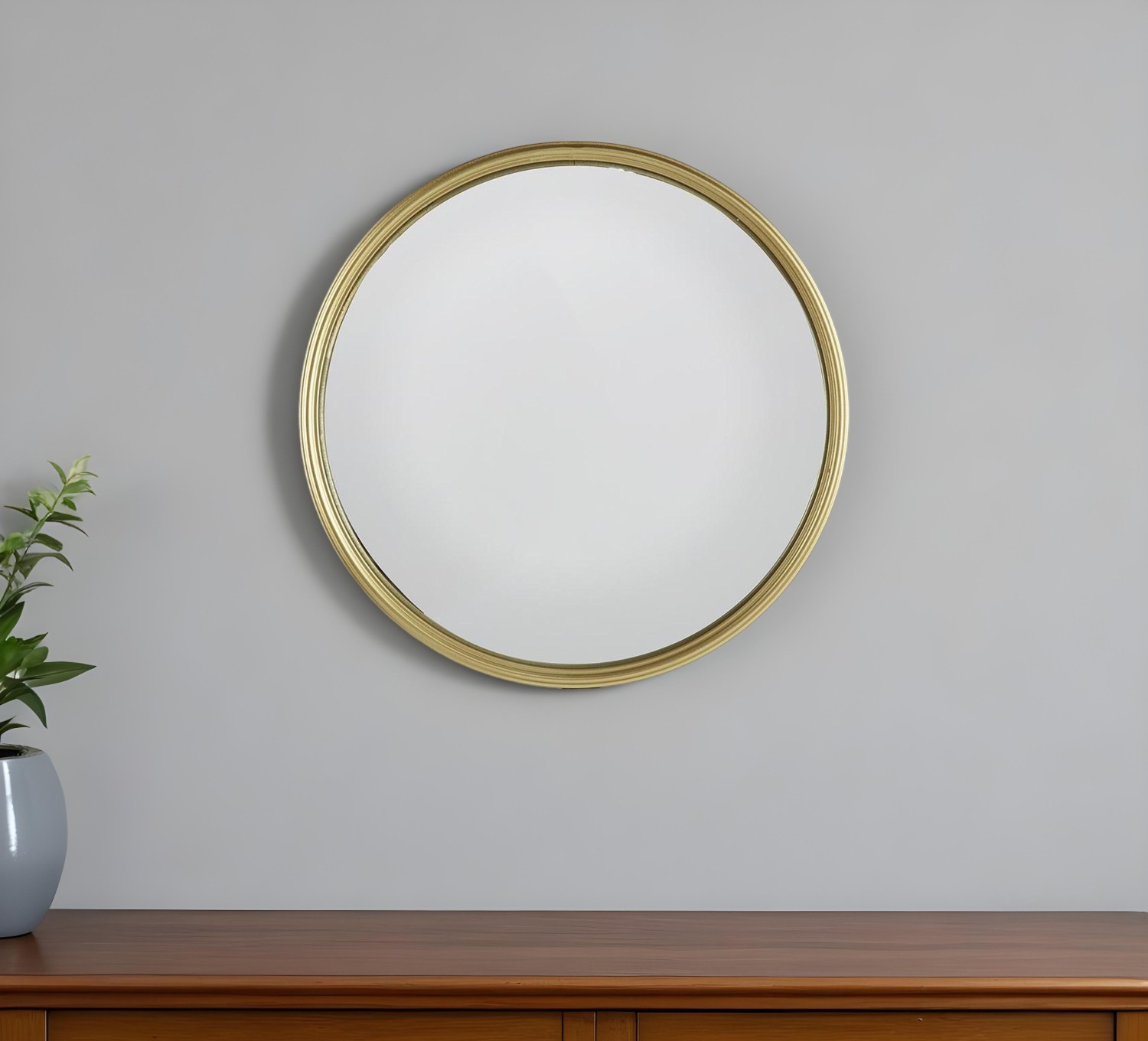 485068_9_jzMs35jg.jpg 15" Gold Round Iron Textured Framed Accent Mirror - Image 1