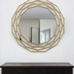 35" Gold Round Framed Accent Mirror