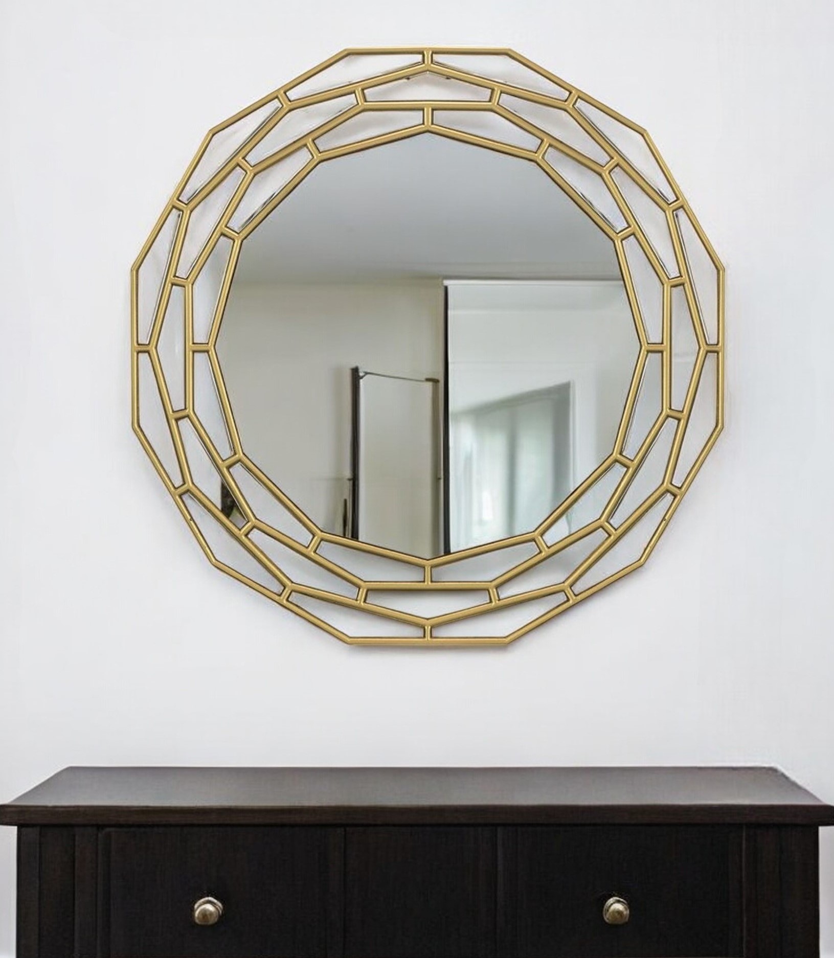 485071_2_I5dN91EZ-2.jpg 35" Gold Round Framed Accent Mirror - Image 1