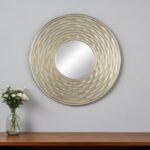 31" Silver Round Dimensional Thick Frame Accent Mirror