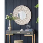 31" Silver Round Dimensional Thick Frame Accent Mirror - Image 4