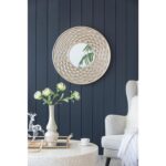 31" Silver Round Dimensional Thick Frame Accent Mirror - Image 7