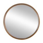 32" Brown Round Wood Framed Accent Mirror - Image 2