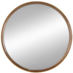 32" Brown Round Wood Framed Accent Mirror - Image 4