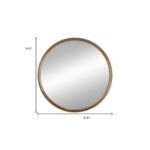 32" Brown Round Wood Framed Accent Mirror - Image 6