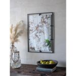 32" Black Iron Framed Antiqued Glass Accent Mirror - Image 7