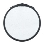 30" Black Crowned Top Antiqued Glass Round Framed Accent Mirror - Image 2