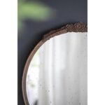 30" Brown Crowned Top Antiqued Glass Framed Accent Mirror - Image 5