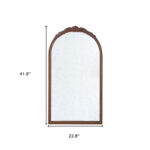 42" Brown Crowned Top Antiqued Glass Arch Framed Accent Mirror - Image 8
