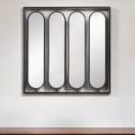 36" Black Square Iron Framed Accent Mirror