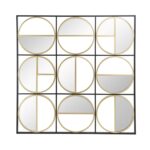 36" Black and Gold Square Iron Framed Accent Mirror - Image 2