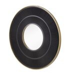 32" Black And Gold Round Wood And Metal Framed Accent Mirror - Image 3