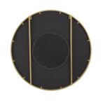 32" Black And Gold Round Wood And Metal Framed Accent Mirror - Image 4
