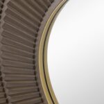 32" Brown And Gold Round Wood And Metal Framed Accent Mirror - Image 7