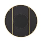 32" Brown And Gold Round Wood And Metal Framed Accent Mirror - Image 6
