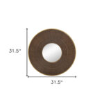 32" Brown And Gold Round Wood And Metal Framed Accent Mirror - Image 8