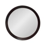 20" Dark Brown Round Wood Framed Accent Mirror - Image 3