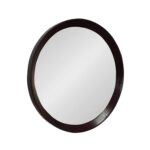 20" Dark Brown Round Wood Framed Accent Mirror - Image 2