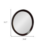20" Dark Brown Round Wood Framed Accent Mirror - Image 7
