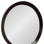 20" Dark Brown Round Wood Framed Accent Mirror - Image 5